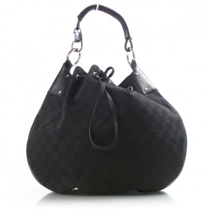 Gucci Monogram Drawstring Hobo Black 1 of 14