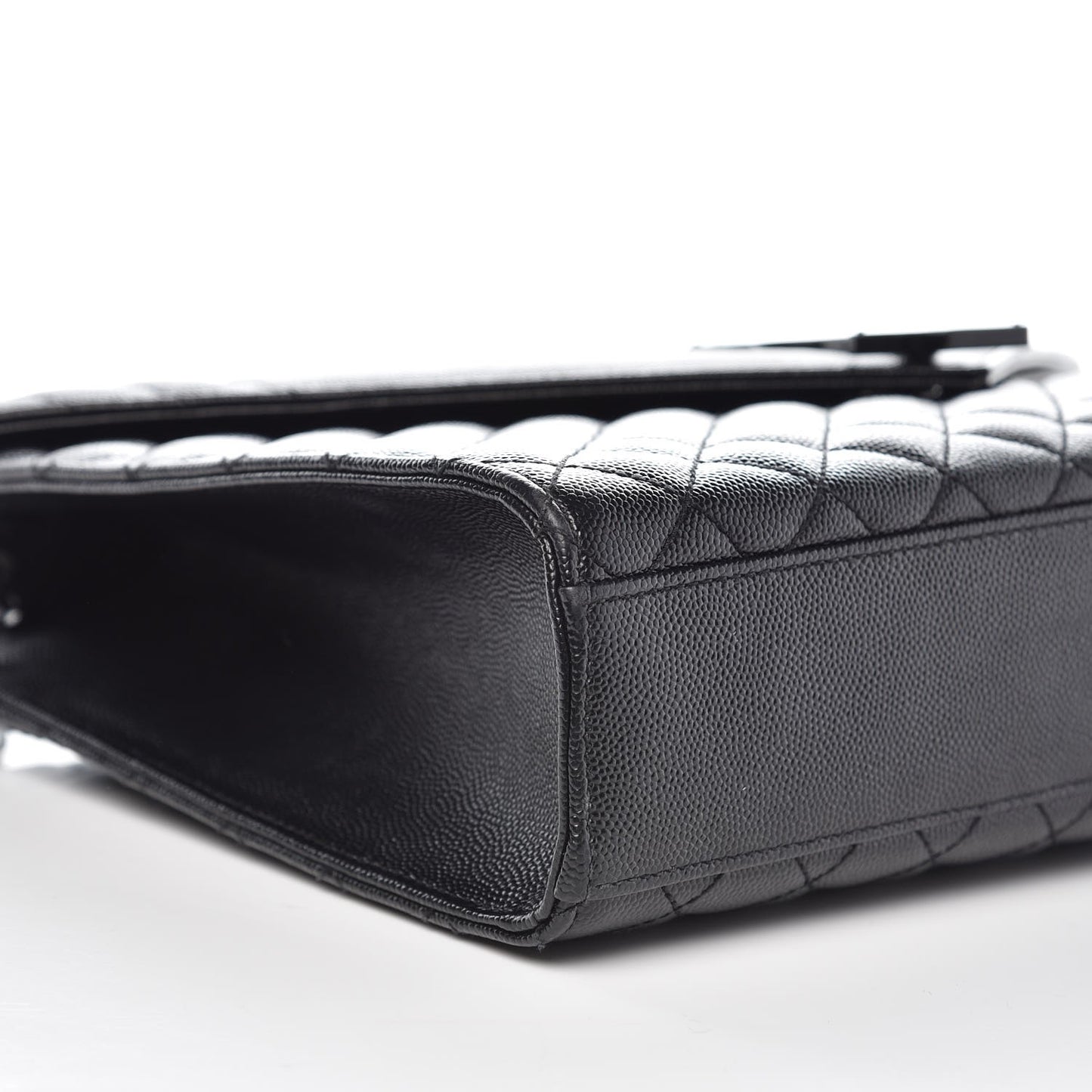 Grain De Poudre Textured Mixed Matelasse Large Triquilt Monogram Monochrome Satchel Black