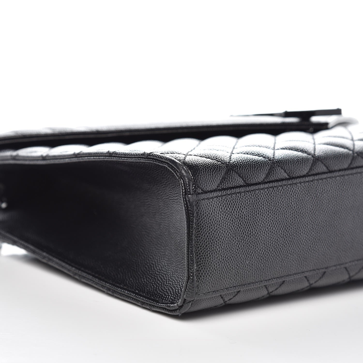 Saint Laurent Grain De Poudre Textured Mixed Matelasse Large Triquilt Monogram Monochrome Satchel Black 8 of 11