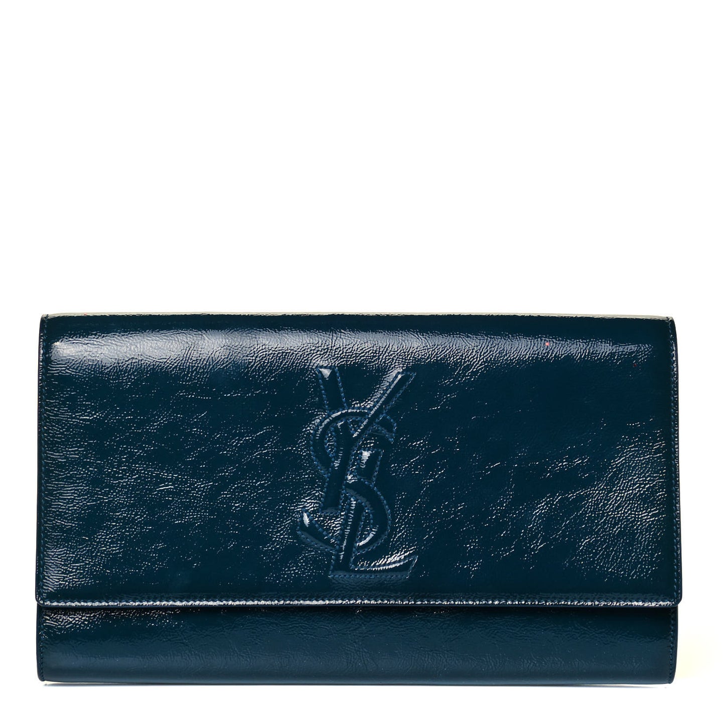 Textured Patent Monogram Large Belle De Jour Clutch Turquoise