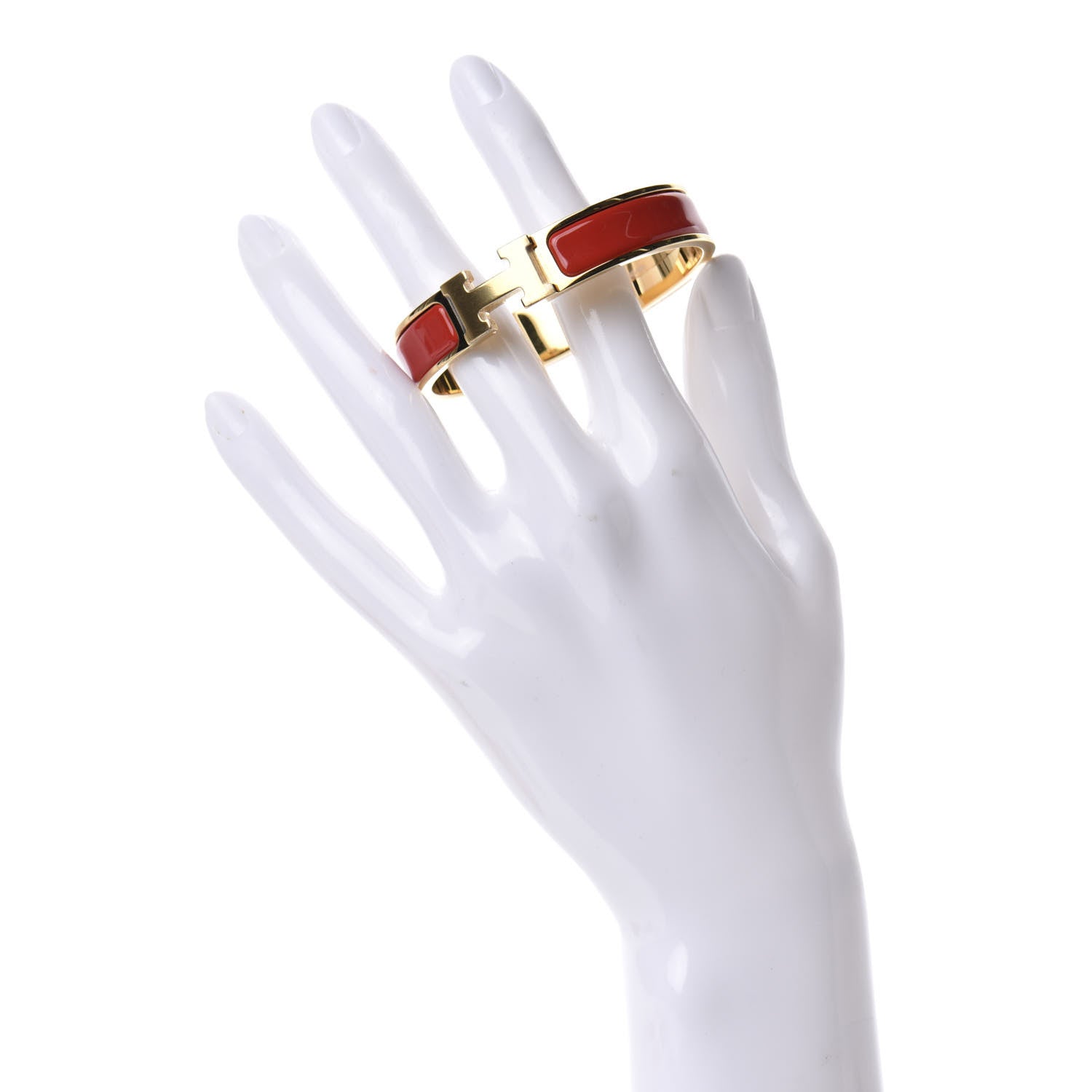Hermes Enamel Narrow Clic Clac H Bracelet PM Rouge Bandana 2 of 5