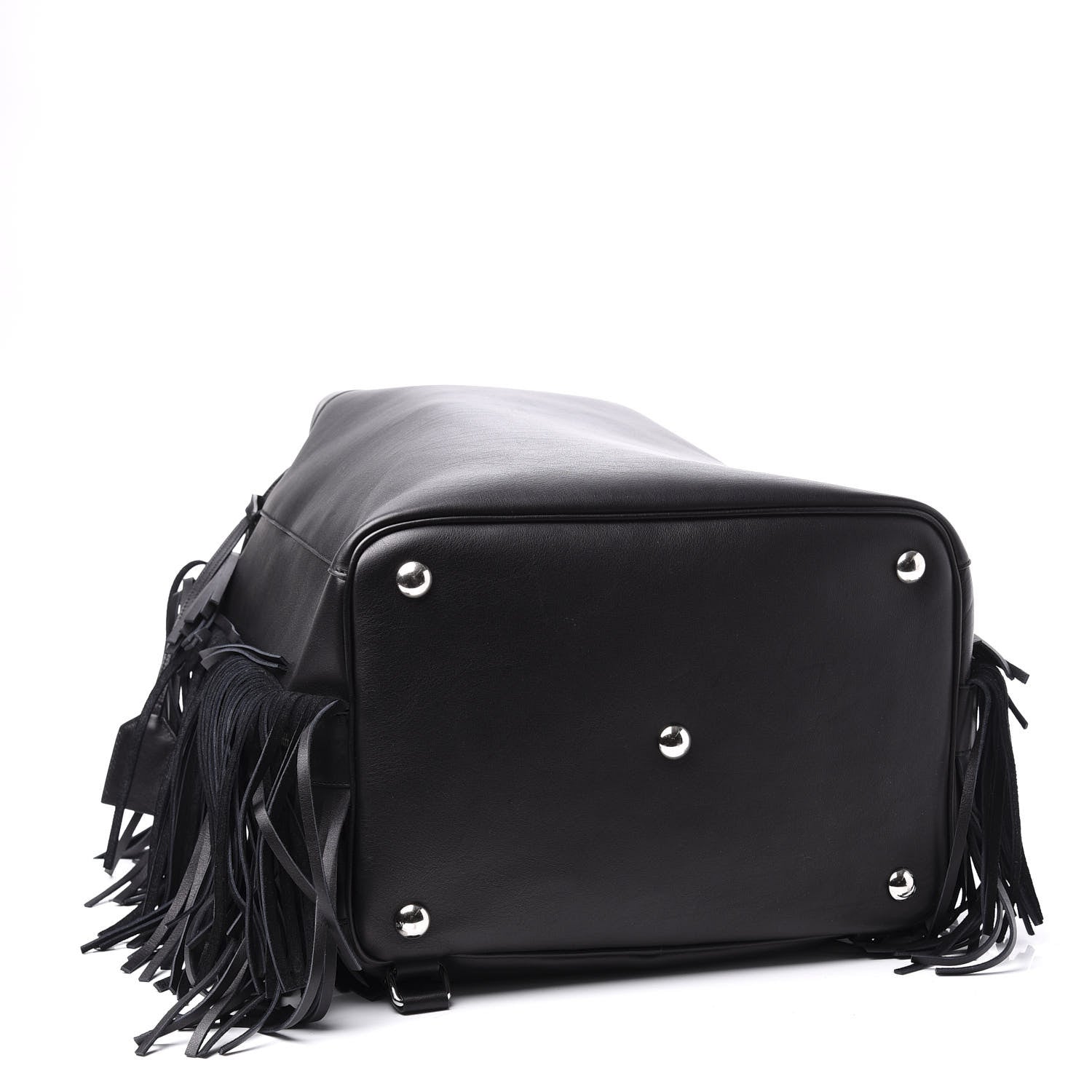 Saint Laurent Calfskin Fringe Bucket Bag Black 4 of 14