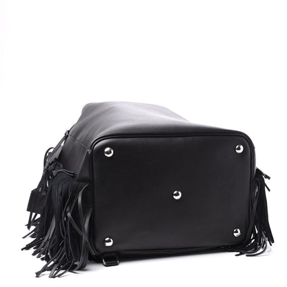 Saint Laurent Calfskin Fringe Bucket Bag Black 4 of 14