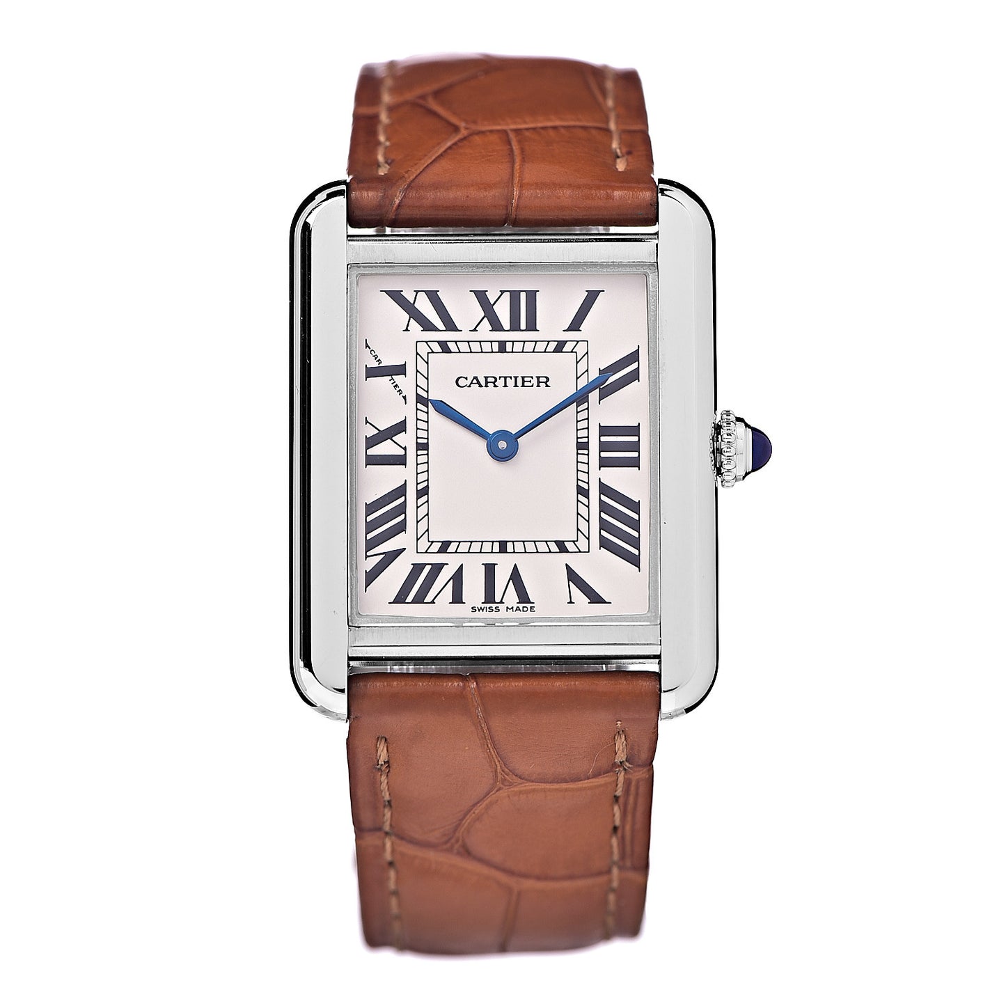 Stainless Steel Alligator 24mm Tank Solo Quartz Watch Brown