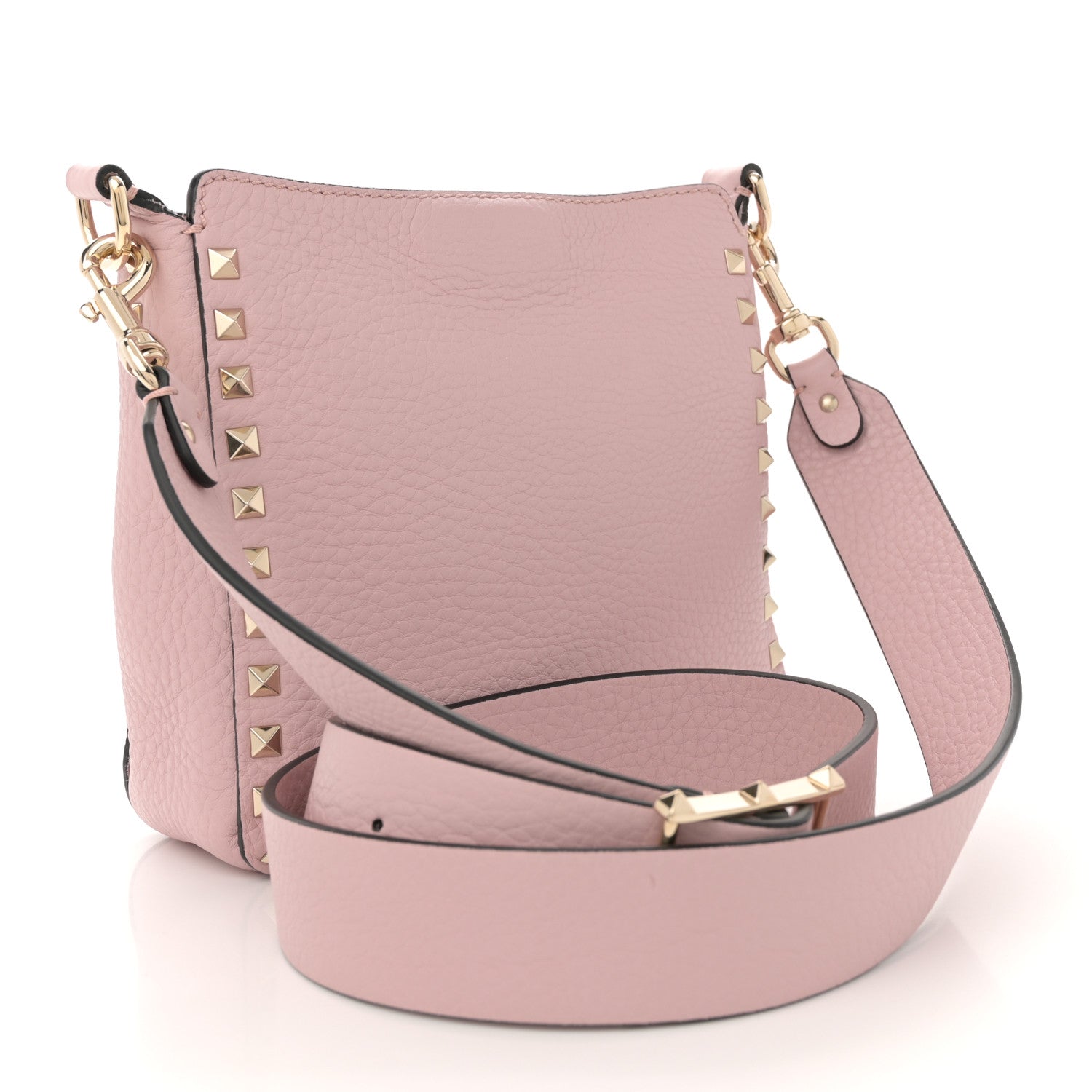 Valentino Garavani Pebbled Calfskin Mini Rockstud Flip-Lock Messenger Bag Water Rose 2 of 10