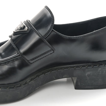 Prada Spazzolato Metal Triangle Logo 50mm Loafers 39.5 Black 9 of 11