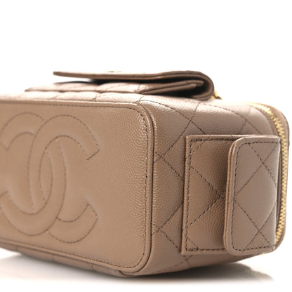 Chanel Caviar Quilted Polly Pocket East West Top Vanity With Chain Dark Beige 10 of 11