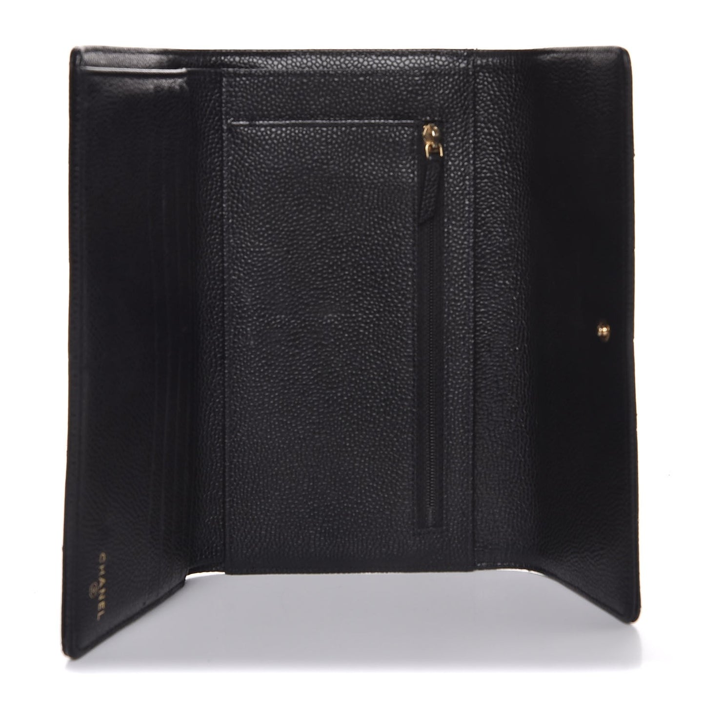 Caviar Quilted Flap Wallet Black