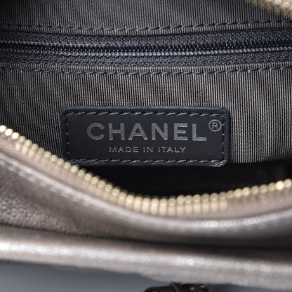 Chanel Metallic Caviar Chevron Quilted Small Gabrielle Hobo Light Silver Gold 6 of 8