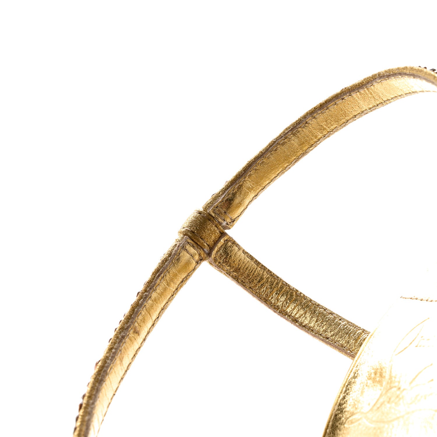 Christian Louboutin Suede Crystal Strass Rosalie 100 Sandals 37.5 Gold 12 of 23