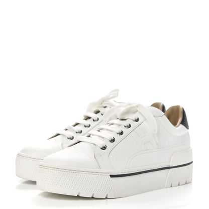Hermes Epsom Womens Voltage Sneakers 37 White Black 3 of 8
