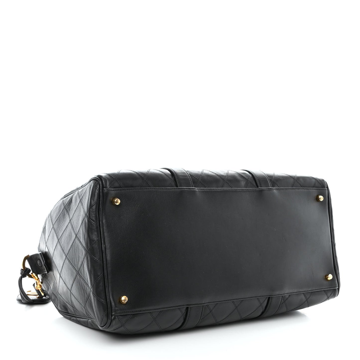 Calfskin Diamond Stitched Duffle Bag Black