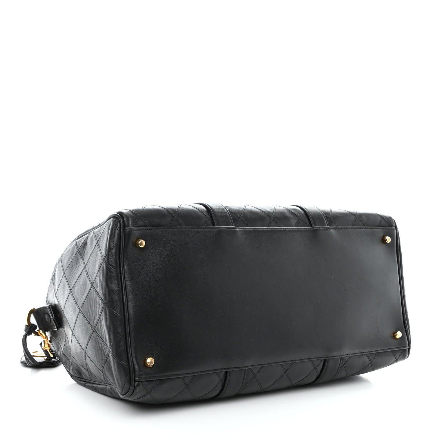 Chanel Calfskin Diamond Stitched Duffle Bag Black 4 of 11