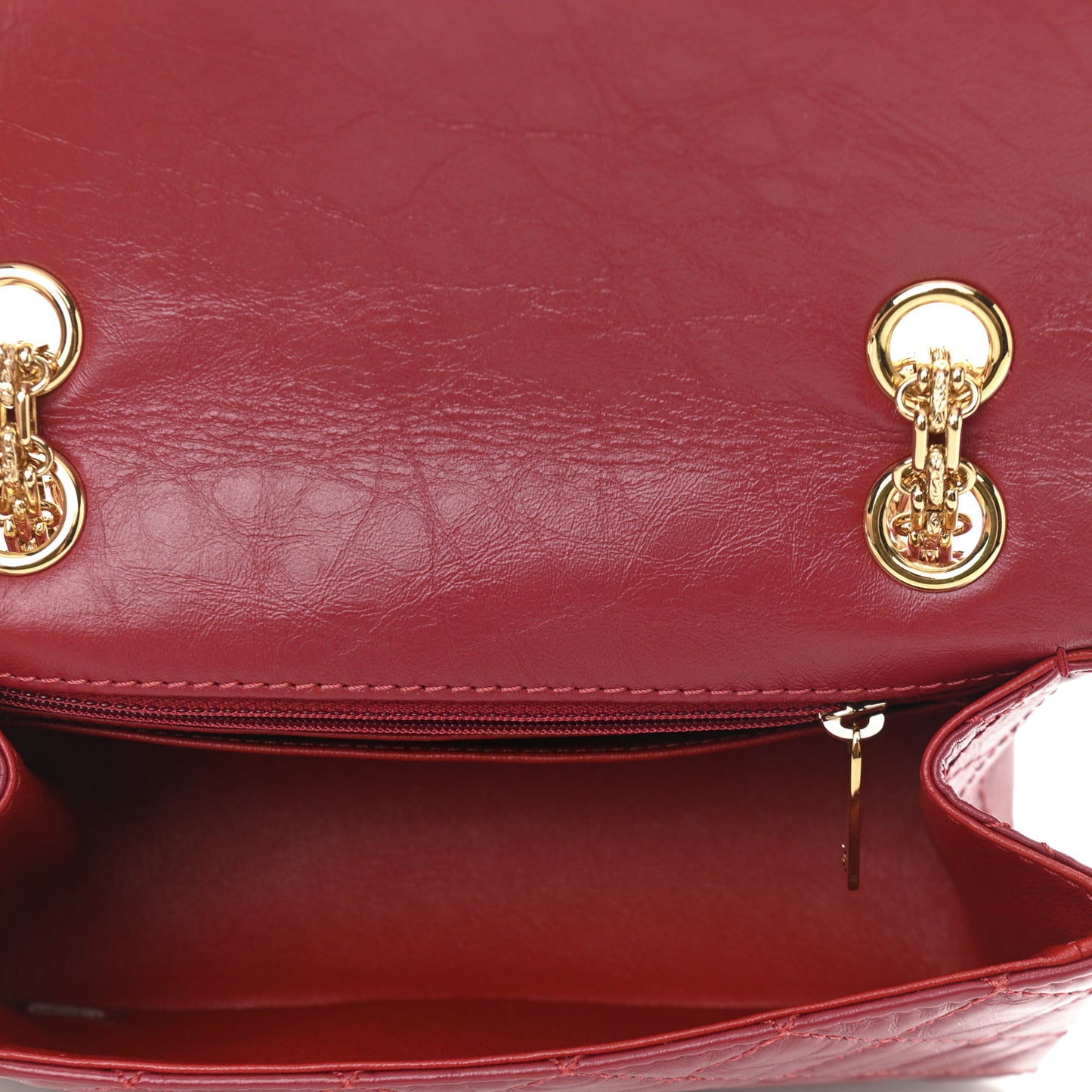 Aged Calfskin Quilted 2.55 Reissue Mini Flap Red