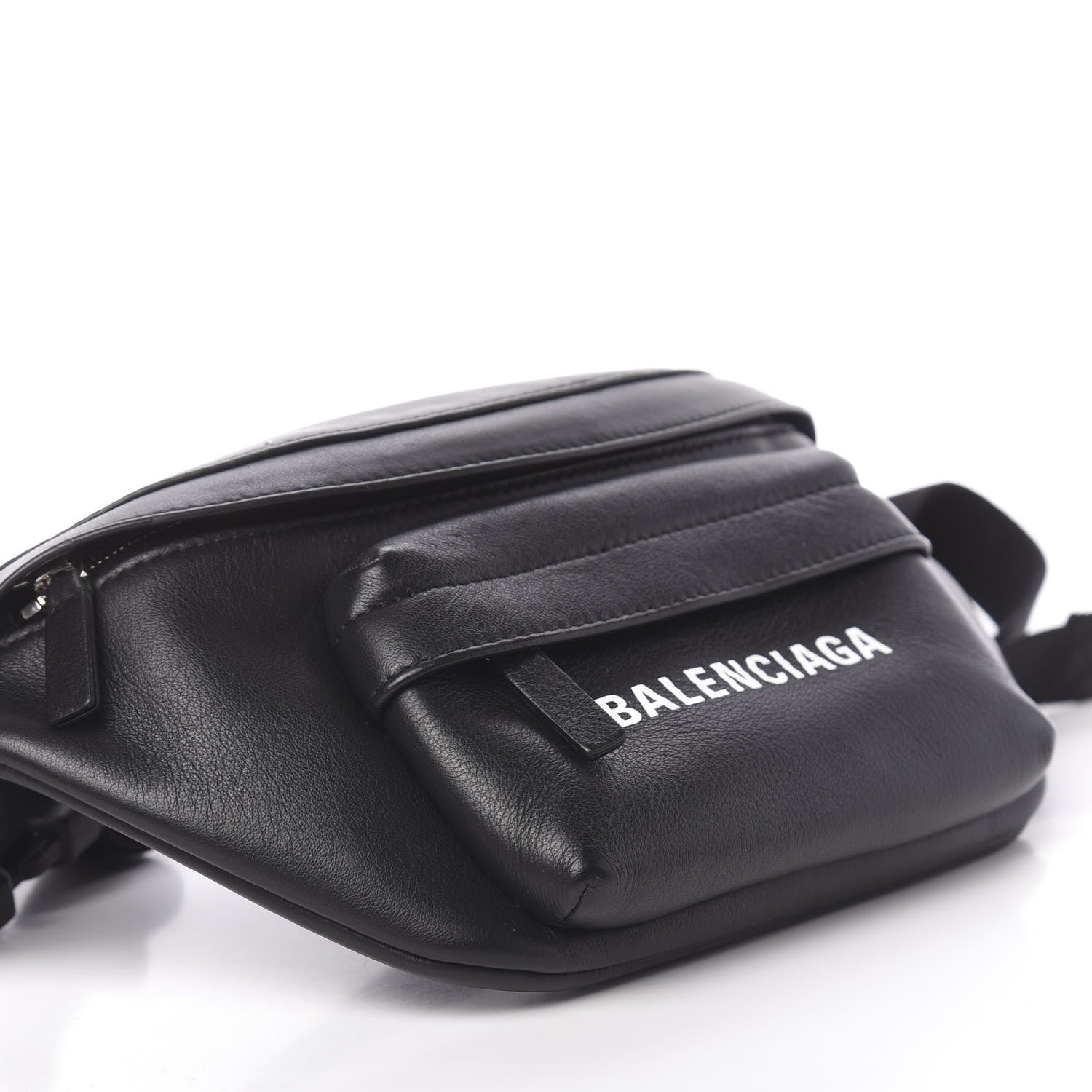 Balenciaga Smooth Calfskin Logo Everyday Beltpack XS Black White 8 of 10