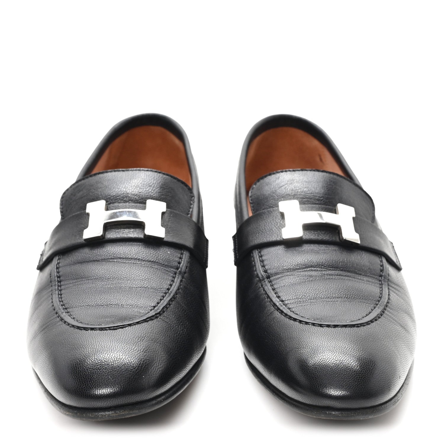 Hermes Goatskin Womens Paris Loafers 40 Black 3 of 11