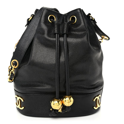 Chanel Caviar CC Drawstring Shoulder Bag Black 1 of 10