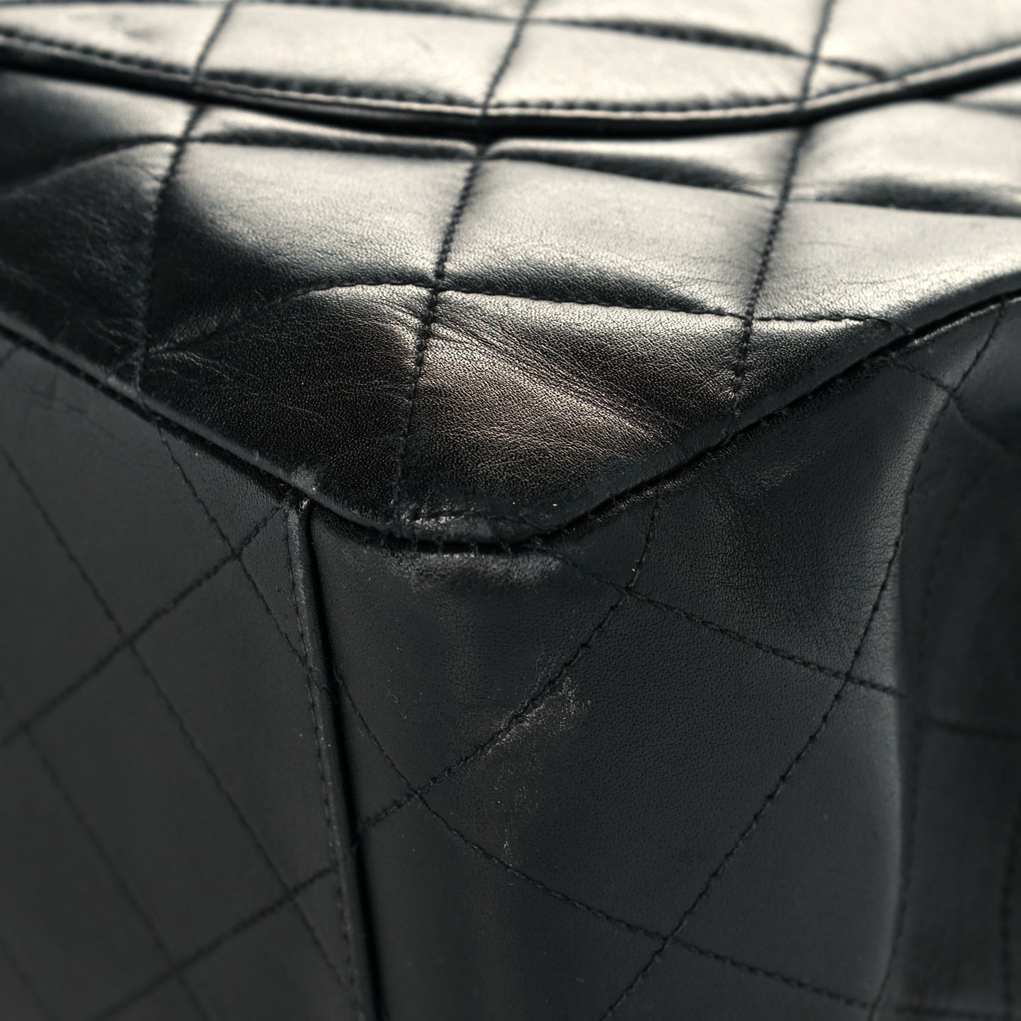 Lambskin Quilted XL Jumbo Single Flap Black