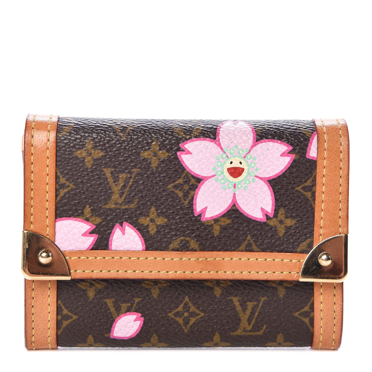 Monogram Cherry Blossom Porte-Monnaie Plat Coin Purse Brown