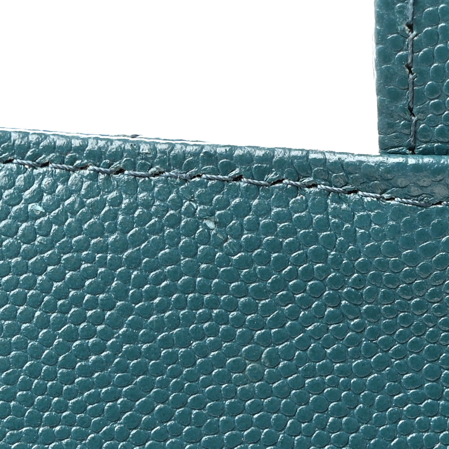 Chanel Caviar Quilted Large Gusset Flap Wallet Dark Turquoise 14 of 15