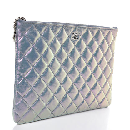 Chanel Iridescent Crumpled Calfskin Medium Cosmetic Case Purple 7 of 10