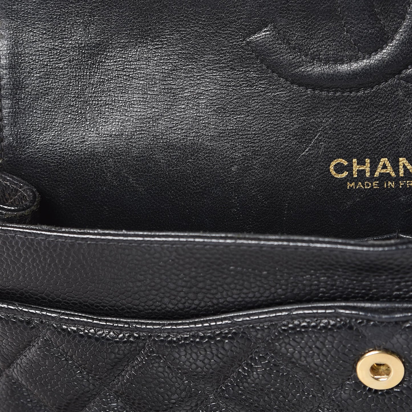 Caviar Quilted Medium Double Flap Black