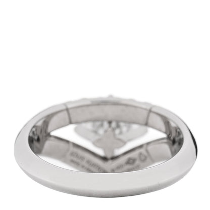Louis Vuitton Platinum Diamond LV Monogram Star Cut Pave Double Ring 54 6.75 4 of 6