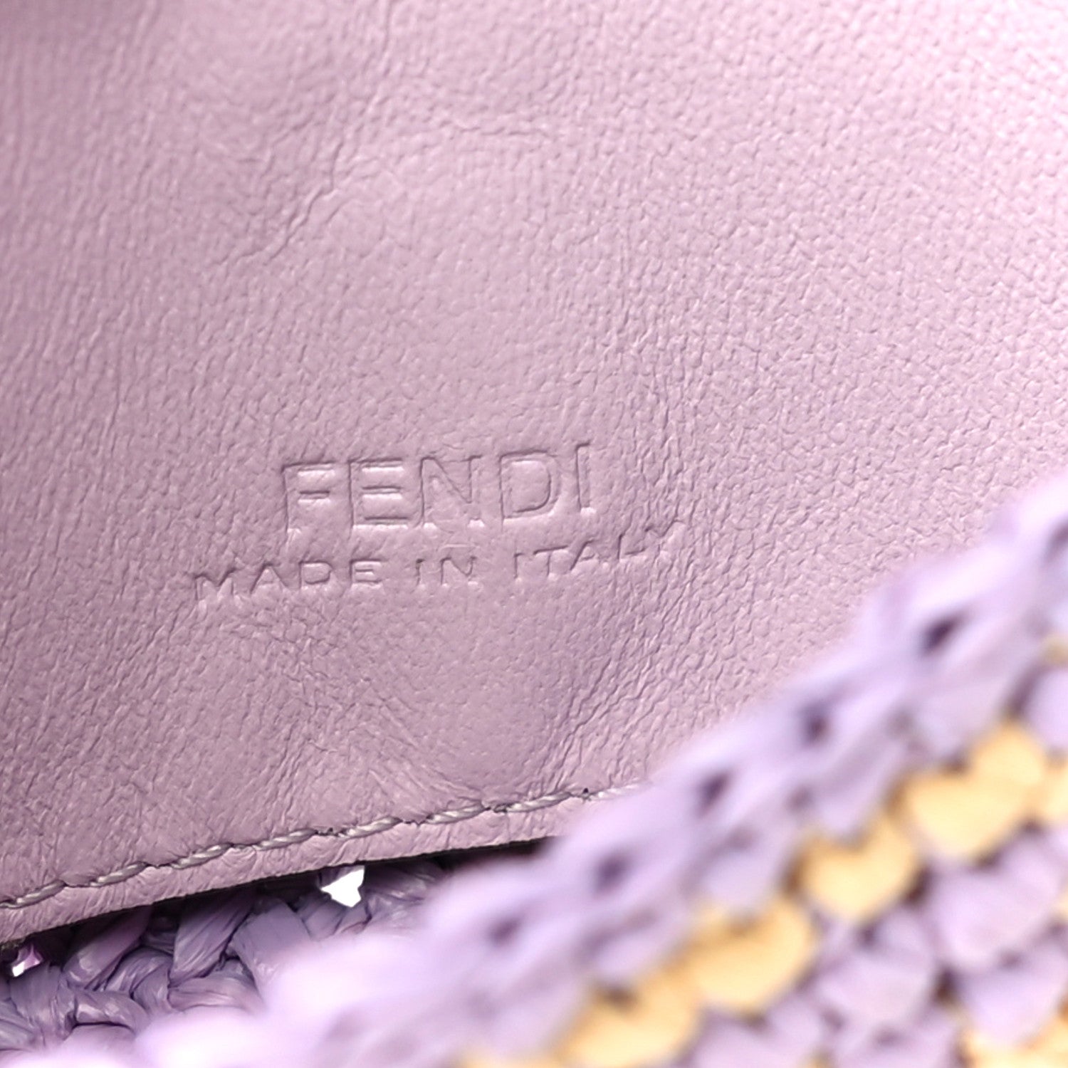 Fendi Raffia Vitello Seta FF Woven Nano Baguette Charm Anemone Natural 6 of 9