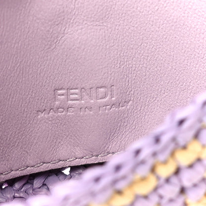 Fendi Raffia Vitello Seta FF Woven Nano Baguette Charm Anemone Natural 6 of 9