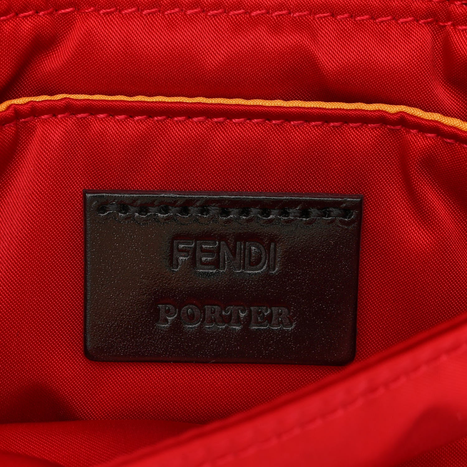 Fendi X PORTER Nylon Cuoio Roma Mini Phone Baguette Belt Bag Cardinale Fuoco 6 of 9