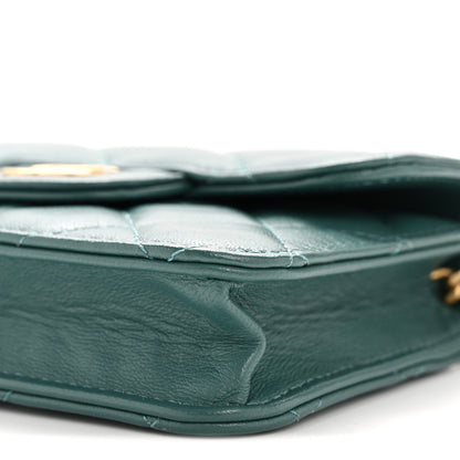 Chanel Lambskin Quilted Top Handle Flap Coin Purse With Chain Green 11 of 12