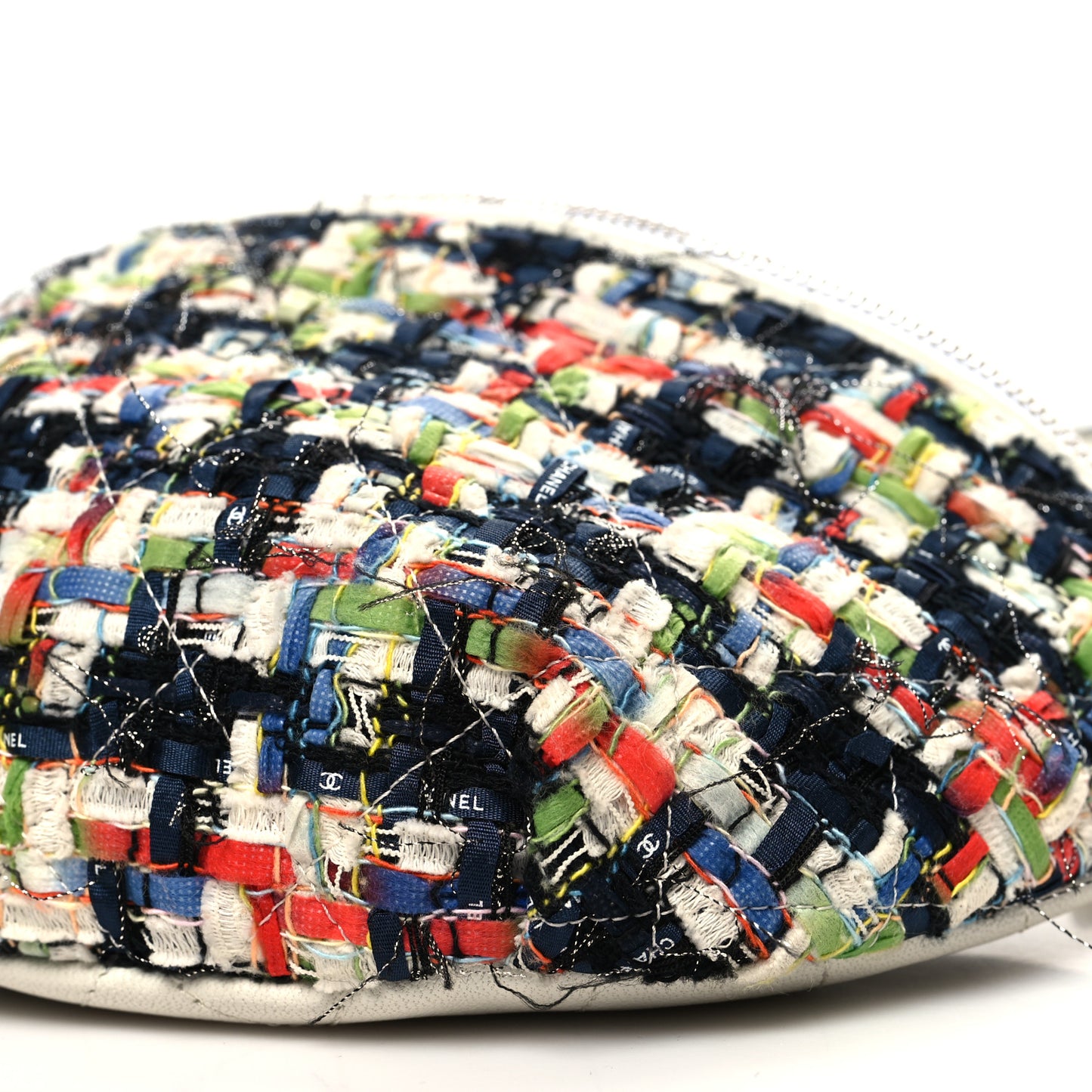 Lambskin Tweed Waist Bag Ecru Red Blue