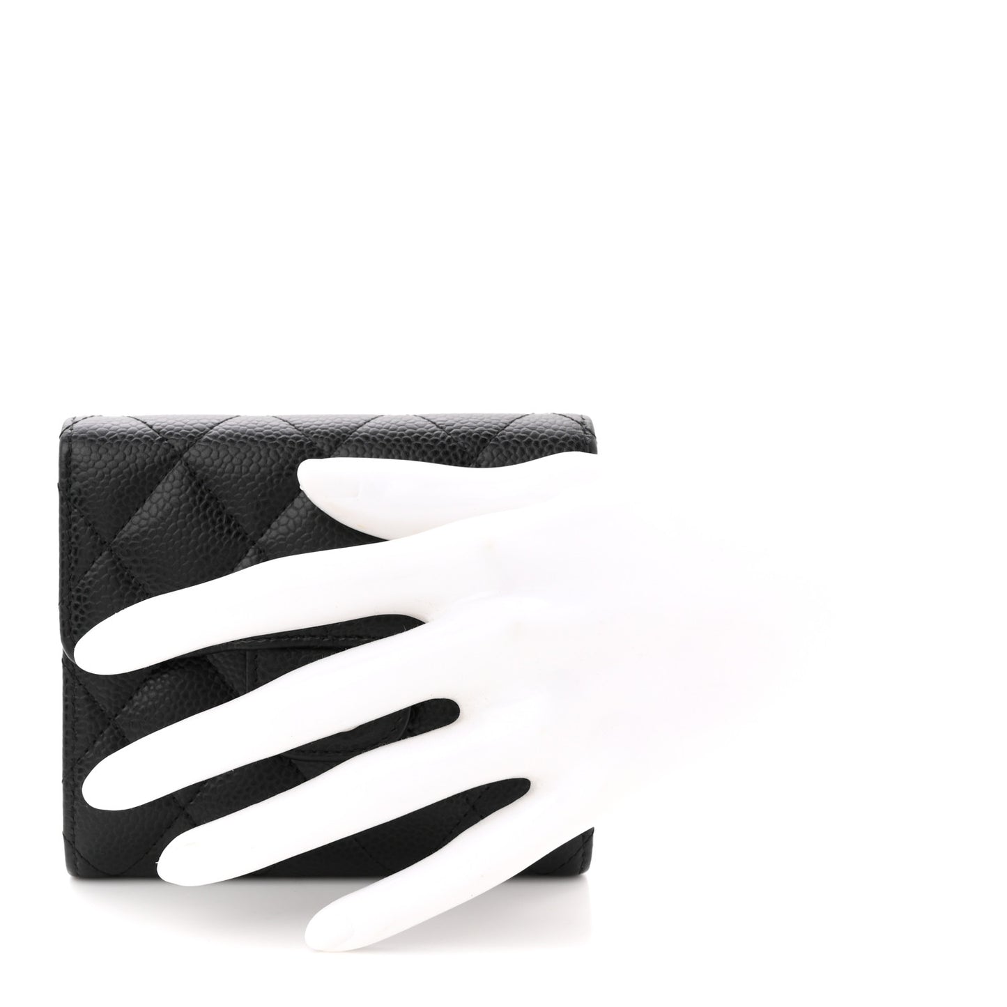 Caviar Quilted Compact Flap Wallet Black 39.5 Ivory Black