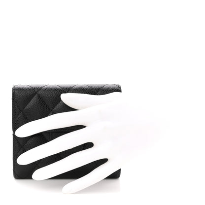 Chanel Caviar Quilted Compact Flap Wallet Black 39.5 Ivory Black 2 of 8