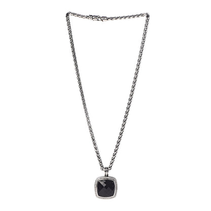 David Yurman Sterling Silver Diamond Black Onyx 20mm Albion Pendant Necklace 3 of 6
