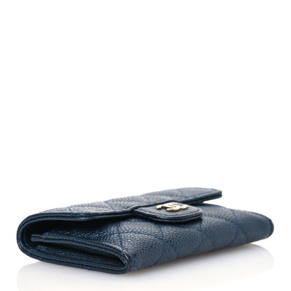 Chanel Metallic Caviar Quilted Flap Card Holder Dark Blue 4 of 13