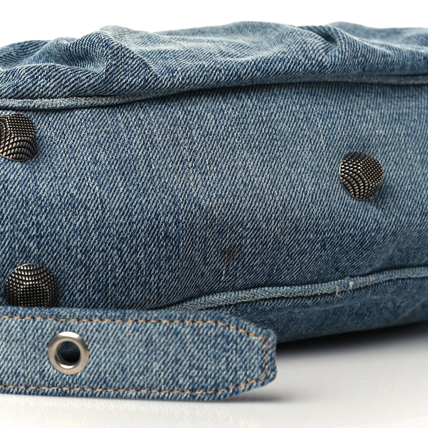 Balenciaga Washed Frayed Denim Crystal Small Le Cagole Shoulder Bag Blue 11 of 11