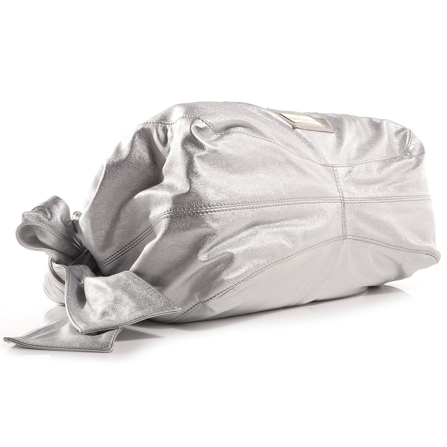 Metallic Nappa Large Nuage Bow Hobo Silver