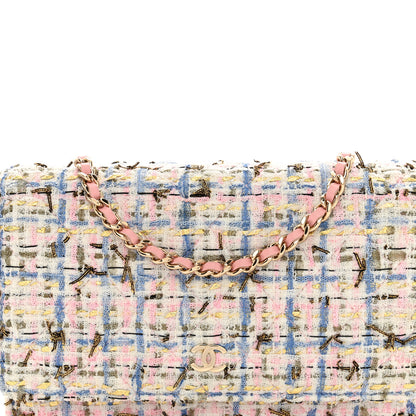Chanel Tweed Quilted Wallet On Chain WOC Blue Pink Gold 5 of 11