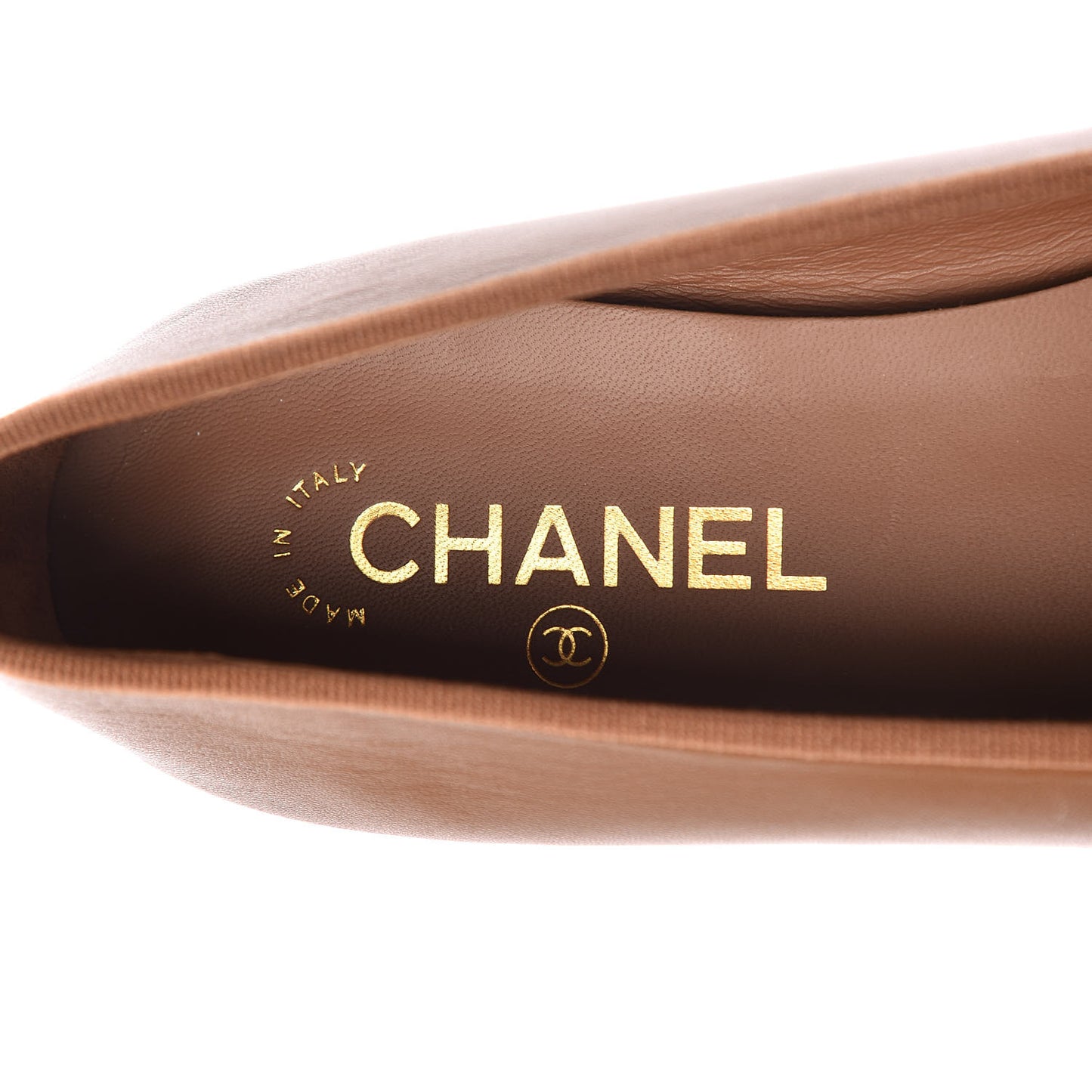 Lambskin Cap Toe Ballerina Flats 40.5 Camel