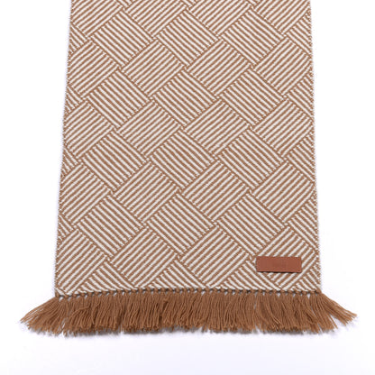 Hermes Cashmere Tile Weave Muffler Camel Ecru 4 of 4