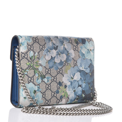 Gucci GG Supreme Monogram Blooms Mini Dionysus Chain Wallet Beige Blue Navy Vintage Blue 3 of 11