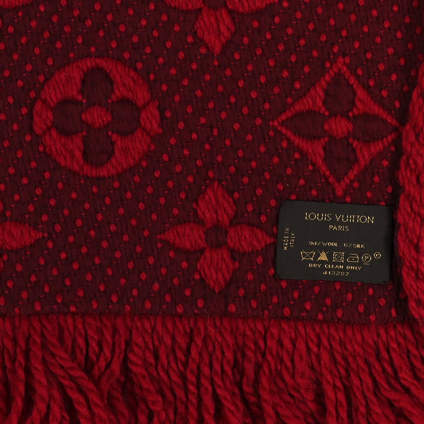 Wool Silk Logomania Scarf Rubis