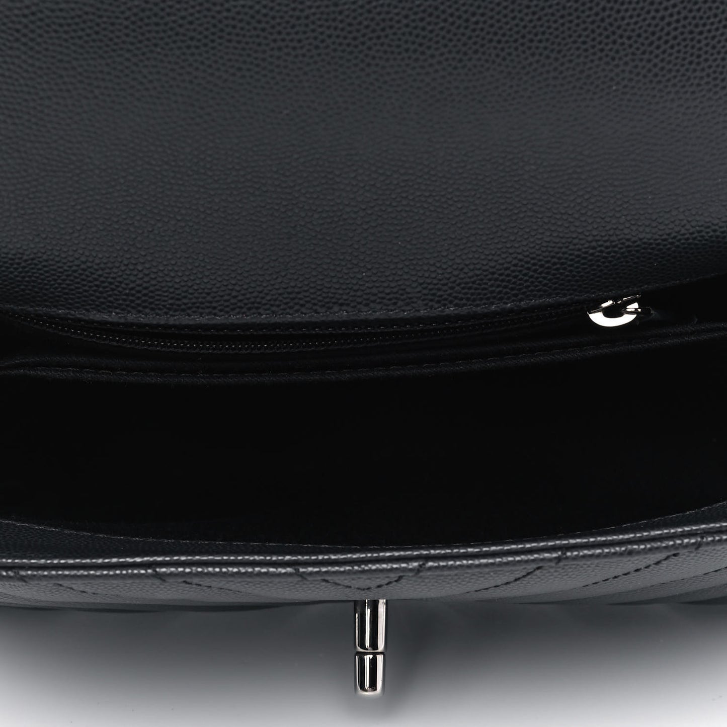 Caviar Chevron Quilted Mini Coco Handle Flap Dark Grey