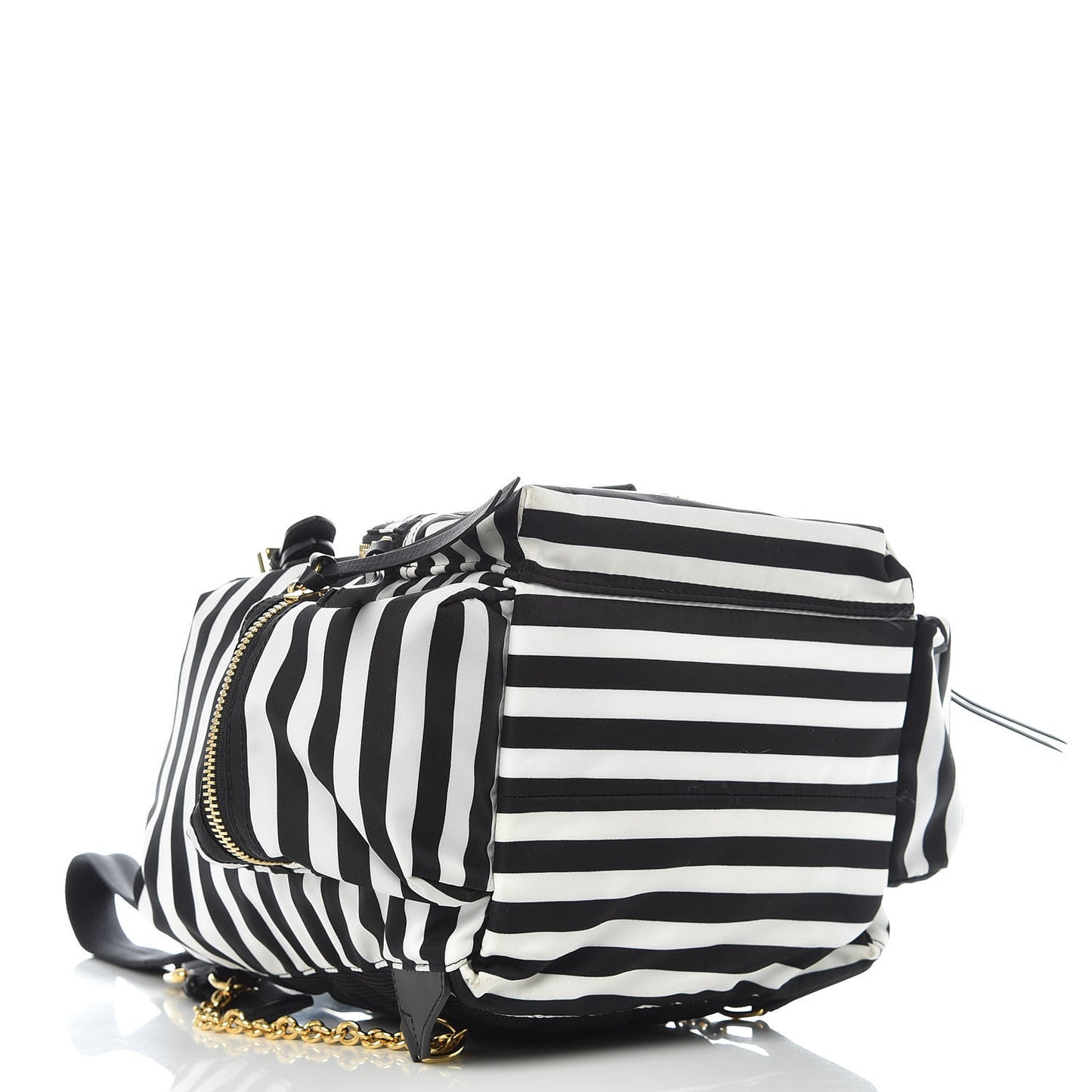 Nylon Striped Medium Rucksack Backpack Black White