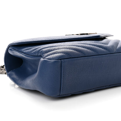 Saint Laurent Sheepskin Matelasse Chevron Monogram Medium College Bag Royal Blue 7 of 8
