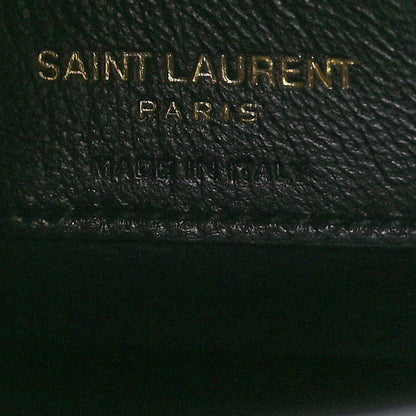 Saint Laurent Shiny Calfskin Crocodile Embossed Small Manhattan Baguette Black 6 of 12