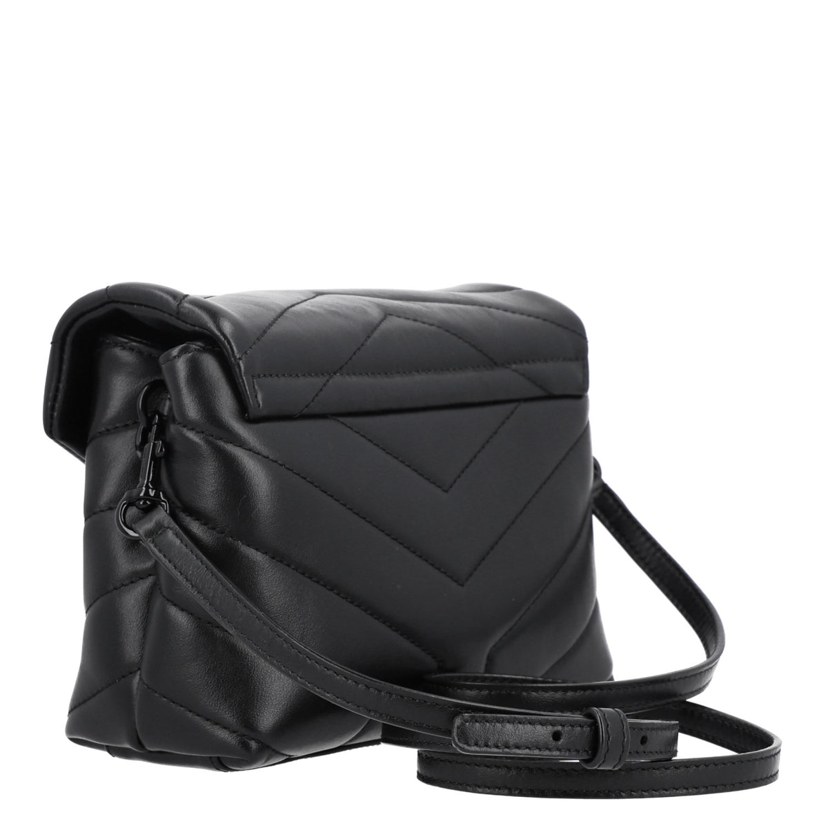 Saint Laurent Calfskin Y Quilted Monogram Toy Loulou Crossbody Bag Black 3 of 11