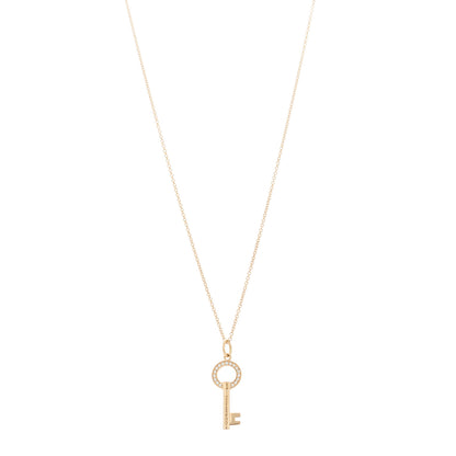 Tiffany 18K Rose Gold Diamond Modern Keys Round Open Key Pendant Necklace 1 of 6