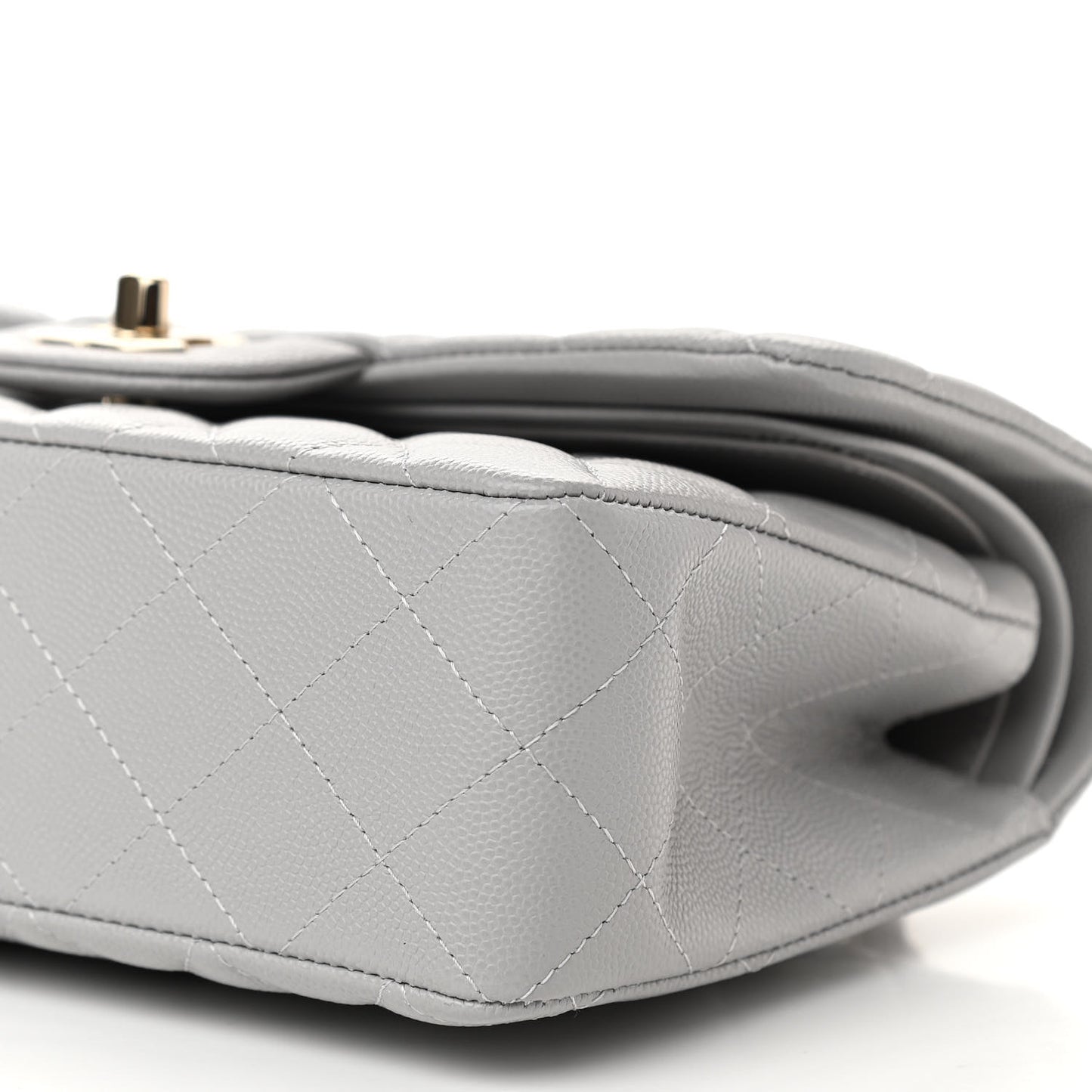 Caviar Quilted Small Double Flap Grey